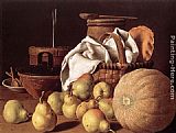Luis Melendez Still-Life with Melon and Pears painting
